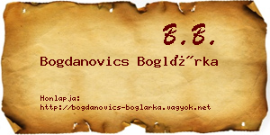 Bogdanovics Boglárka névjegykártya